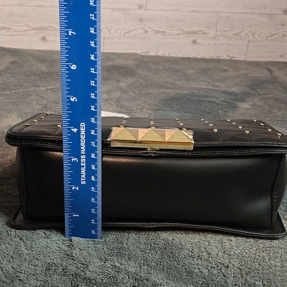Rebecca Minkoff Black Quilted Shoulder Bag with Gold Studs